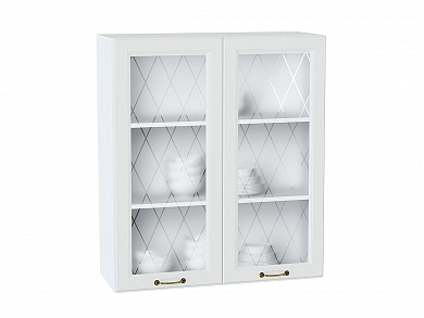 Шкаф верхний с 2-мя остекленными дверцами Ницца 920*800*318 Белый / Белый