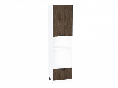 Шкаф пенал с 1-ой дверцей и ящиком под технику Флэт 2336*600*574 Brown Casella Oak 2S / Белый
