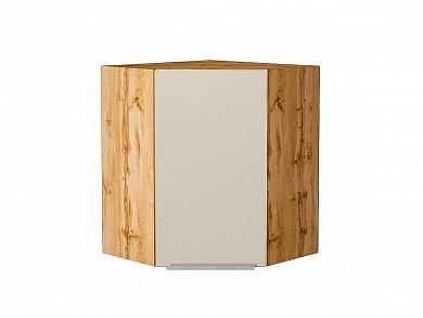 Шкаф верхний угловой Фьюжн 716*600*600 Cream Silk / Дуб Вотан