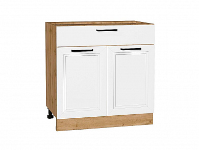 Шкаф нижний с 2-мя дверцами и ящиком Нео 816*800*480 White Silk / Дуб Вотан