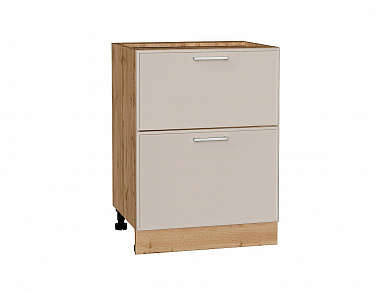 Шкаф нижний с 2-мя ящиками Квадро 816*600*481 Кашемир / Дуб Вотан