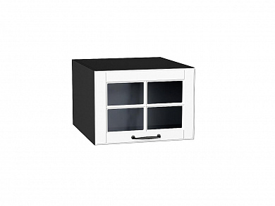 Шкаф верхний горизонтальный остекленный глубокий Дублин 358*500*574 Special White / Graphite