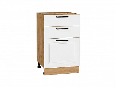 Шкаф нижний с 3-мя ящиками Нео 816*500*480 White Silk / Дуб Вотан