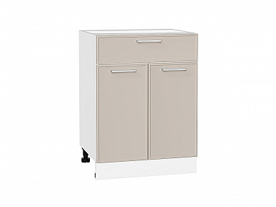 Шкаф нижний с 2-мя дверцами и ящиком Квадро 816*600*481 Кашемир / Белый
