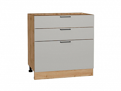 Шкаф нижний с 3-мя ящиками Флэт 816*800*478 Light Grey In 2S / Дуб Вотан
