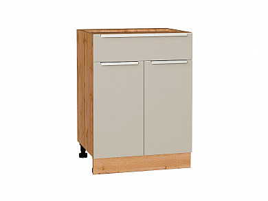 Шкаф нижний с 2-мя дверцами и ящиком Фьюжн 816*600*480 Cream Silk / Дуб Вотан