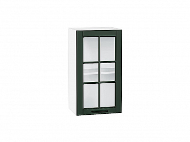 Шкаф верхний с 1-ой остекленной дверцей Дублин 716*400*318 Special Green / Белый