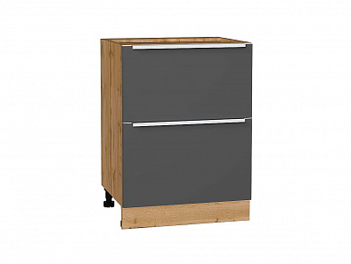 Шкаф нижний с 2-мя ящиками Фьюжн 816*600*480 Stormy Silk / Дуб Вотан