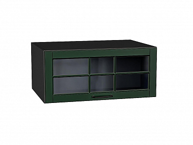 Шкаф верхний горизонтальный остекленный глубокий Дублин 358*800*574 Special Green / Graphite