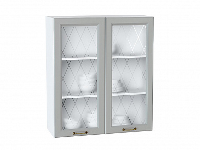 Шкаф верхний с 2-мя остекленными дверцами Ницца 920*800*318 Графит / Белый