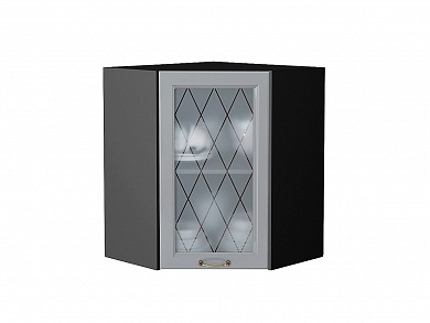 Шкаф верхний угловой остекленный Ницца 716*600*600 Графит / Graphite