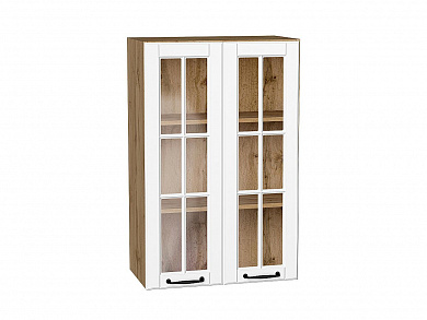 Шкаф верхний с 2-мя остекленными дверцами Дублин 920*600*318 Special White / Дуб Вотан