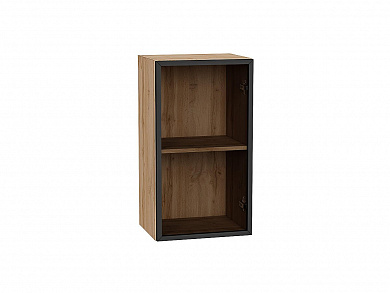 Шкаф верхний с 1-ой остекленной дверцей 716*400*322 Черный / Дуб Вотан