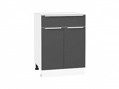 Шкаф нижний с 2-мя дверцами и ящиком Фьюжн 816*600*480 Stormy Silk / Белый