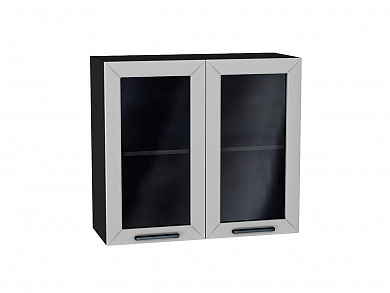 Шкаф верхний с 2-мя остекленными дверцами Глетчер 716*800*318 Гейнсборо Силк / Graphite