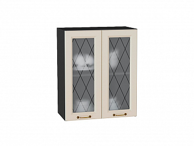 Шкаф верхний с 2-мя остекленными дверцами Ницца 716*600*318 Агат / Graphite