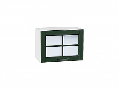 Шкаф верхний горизонтальный остекленный Дублин 358*500*318 Special Green / Белый