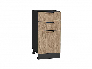 Шкаф нижний с 3-мя ящиками Флэт 816*400*478 Natural Casella Oak 2S / Graphite