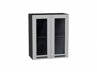 Шкаф верхний с 2-мя остекленными дверцами Глетчер 716*600*318 Гейнсборо Силк / Graphite