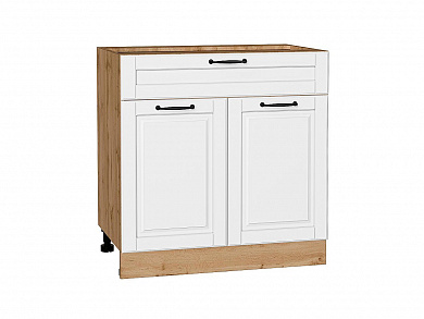 Шкаф нижний с 2-мя дверцами и ящиком Дублин 816*800*478 Special White / Дуб Вотан