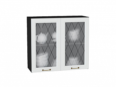 Шкаф верхний с 2-мя остекленными дверцами Ницца 716*800*318 Белый / Graphite