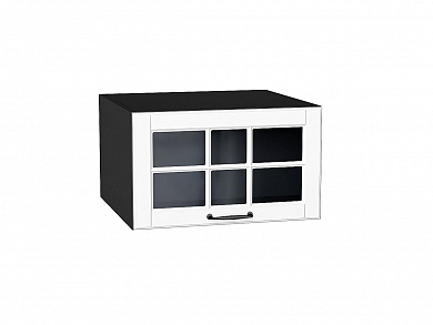 Шкаф верхний горизонтальный остекленный глубокий Дублин 358*600*574 Special White / Graphite