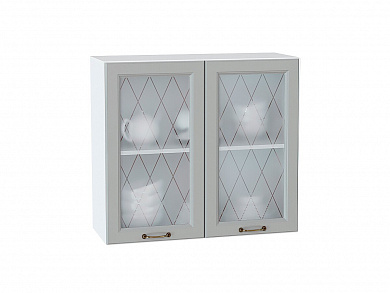 Шкаф верхний с 2-мя остекленными дверцами Ницца 716*800*318 Графит / Белый
