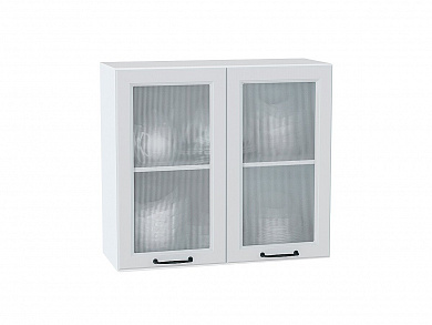Шкаф верхний с 2-мя остекленными дверцами Ницца 716*800*318 Blanco / Белый