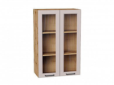 Шкаф верхний с 2-мя остекленными дверцами Барселона 920*600*324 Кашемир / Дуб Вотан