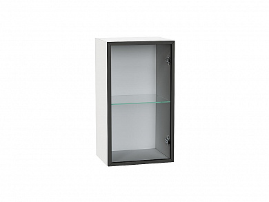Шкаф верхний с 1-ой остекленной дверцей 716*400*322 Черный / Белый