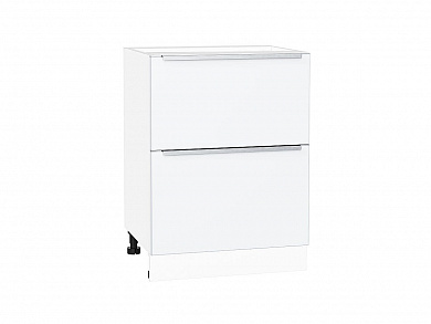 Шкаф нижний с 2-мя ящиками Фьюжн 816*600*480 Silky White / Белый