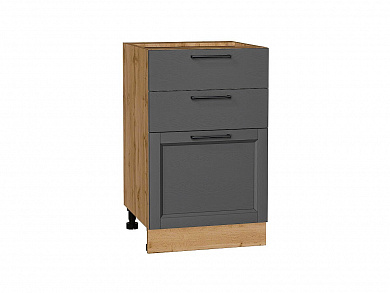 Шкаф нижний с 3-мя ящиками Сканди 816*500*480 Stormy Silkwood / Дуб Вотан