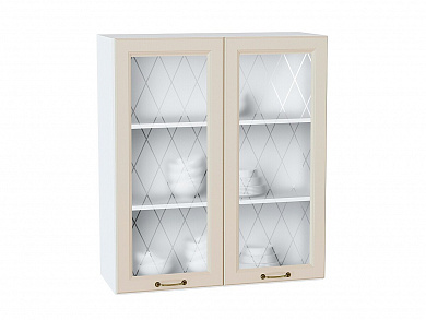 Шкаф верхний с 2-мя остекленными дверцами Ницца 920*800*318 Агат / Белый