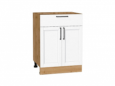 Шкаф нижний с 2-мя дверцами и ящиком Сканди 816*600*480 White Silkwood / Дуб Вотан