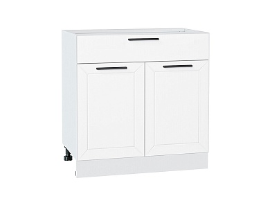 Шкаф нижний с 2-мя дверцами и ящиком Глетчер 816*800*478 Айленд Силк / Белый