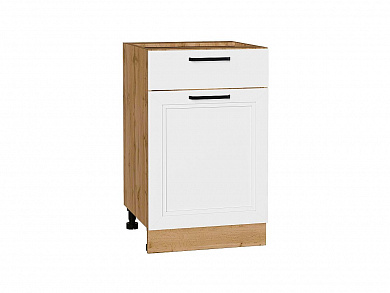 Шкаф нижний с 1-ой дверцей и ящиком Нео 816*500*480 White Silk / Дуб Вотан