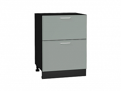 Шкаф нижний с 2-мя ящиками Квадро 816*600*481 Аквамарин / Graphite