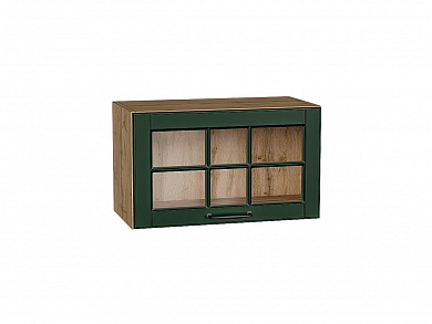 Шкаф верхний горизонтальный остекленный Дублин 358*600*318 Special Green / Дуб Вотан