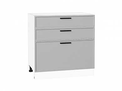 Шкаф нижний с 3-мя ящиками Фрейм 816*800*484 Grey Silk / Белый