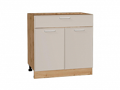 Шкаф нижний с 2-мя дверцами и ящиком Квадро 816*800*481 Кашемир / Дуб Вотан