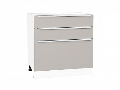 Шкаф нижний с 3-мя ящиками Фьюжн 816*800*480 Clay Silk / Белый