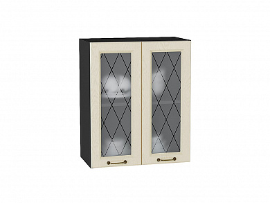 Шкаф верхний с 2-мя остекленными дверцами Ницца 716*600*318 Дуб крем / Graphite