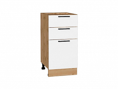 Шкаф нижний с 3-мя ящиками Лайт 816*400*478 Special White / Дуб Вотан