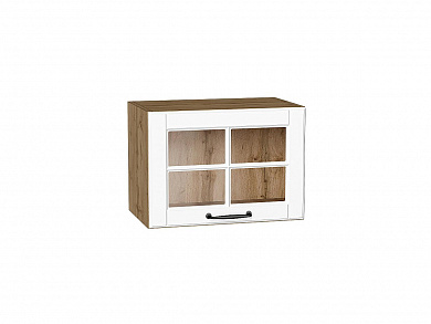 Шкаф верхний горизонтальный остекленный Дублин 358*500*318 Special White / Дуб Вотан