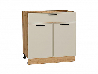 Шкаф нижний с 2-мя дверцами и ящиком Фрейм 816*800*484 Cream Silk / Дуб Вотан