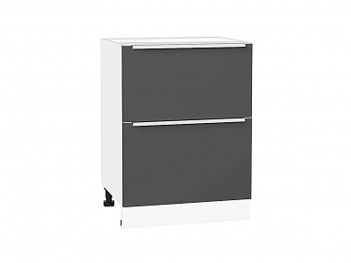 Шкаф нижний с 2-мя ящиками Фьюжн 816*600*480 Stormy Silk / Белый