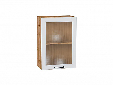 Шкаф верхний с 1-ой остекленной дверцей Ницца 716*500*318 Blanco / Дуб Вотан