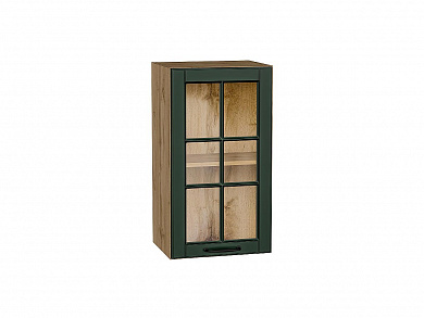 Шкаф верхний с 1-ой остекленной дверцей Дублин 716*400*318 Special Green / Дуб Вотан