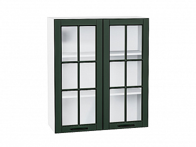 Шкаф верхний с 2-мя остекленными дверцами Дублин 920*800*318 Special Green / Белый