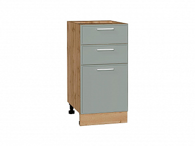 Шкаф нижний с 3-мя ящиками Квадро 816*400*481 Аквамарин / Дуб Вотан
